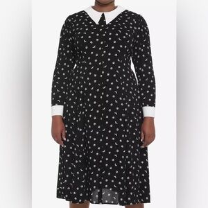 Womens Wednesday Addams Dress Size Large Black Red Long  Sleeve